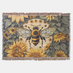 Vintage Bienen und Sonnenblumen Decke