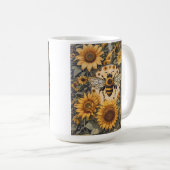 Vintage Bienen und Sonnenblumen Kaffeetasse (VorderseiteRechts)
