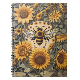 Vintage Bienen und Sonnenblumen Notizblock