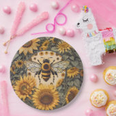 Vintage Bienen und Sonnenblumen Pappteller (Party)