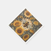 Vintage Bienen und Sonnenblumen Serviette (Ecke)