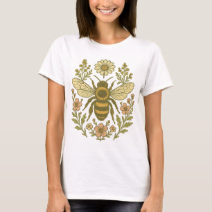 Vintage Bienen und wild lebende Blume Botanische T-Shirt