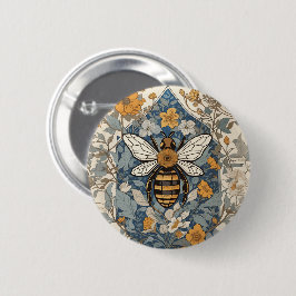Vintage Bienen und wild lebende Blume Button