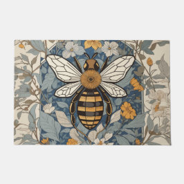 Vintage Bienen und wild lebende Blume Fußmatte