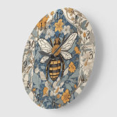 Vintage Bienen und wild lebende Blume Große Wanduhr (Winkel)