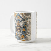 Vintage Bienen und wild lebende Blume Kaffeetasse (Vorderseite Links)