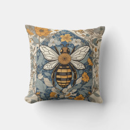 Vintage Bienen und wild lebende Blume Kissen