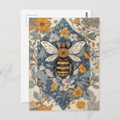 Vintage Bienen und wild lebende Blume Postkarte (Vorne/Hinten)