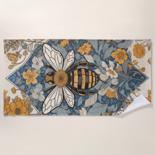Vintage Bienen und wild lebende Blume Strandtuch