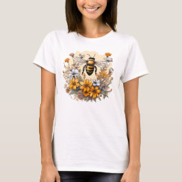 Vintage Bienen und wild lebende Blume T - Shirt