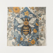 Vintage Bienen und wild lebende Blume Wandteppich (Vorderseite)