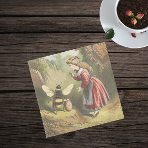 Vintage Bienen-viktorianischer Steinuntersetzer