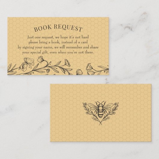 Vintage Bienen-Wildblume Buchanfrage Einsteckkarte Visitenkarte (Vorne/Hinten)