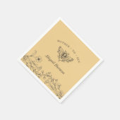 Vintage Bienen Wildblume Gelbe Dusche Napkins Serviette (Ecke)