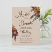 Vintage Bienenblume Botanische Hochzeit Einladung (Stehend Vorderseite)