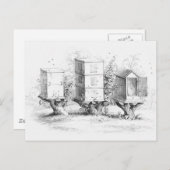 Vintage Bienenboxen Honig Postkarte (Vorne/Hinten)