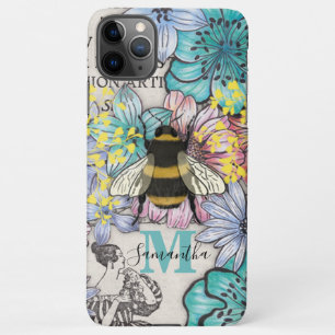 Vintage Bienenfloral-Monogramm iPhone 11Pro Max Hülle
