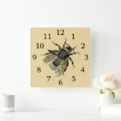 Vintage Bienenillustration Antique Honey Bees Art Quadratische Wanduhr (Zuhause)