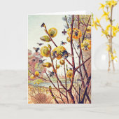 Vintage Bieneninsekten Frühlingsinsekten Willow Bl Karte (Gelbe Blume)