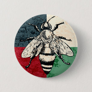Vintage Bieneninsektenfarben Button