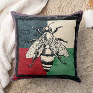 Vintage Bieneninsektenfarben Kissen