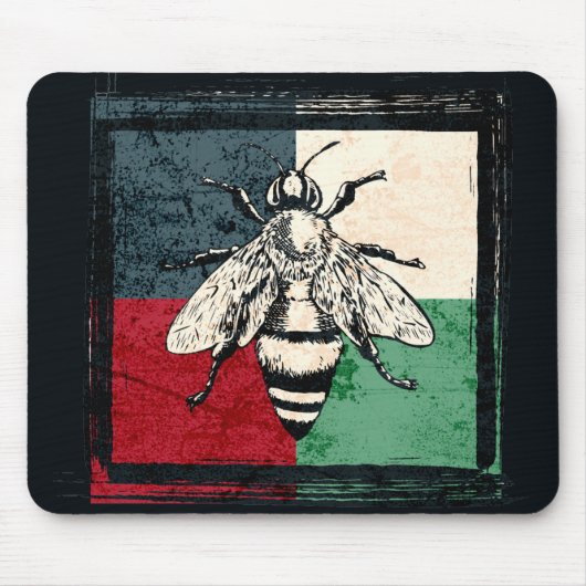 Vintage Bieneninsektenfarben Mousepad (Vorne)