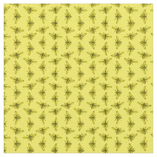 Vintage Bienenmuster CUSTOM-HINTERGRUNDFARBE Stoff (Nahaufnahme)