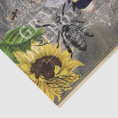 Vintage Bienensonnenblume Graues Karton Tissue Seidenpapier (Ausschnitt)