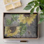 Vintage Bienensonnenblume Graues Karton Tissue Seidenpapier (Geschenk)