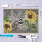 Vintage Bienensonnenblume Graues Karton Tissue Seidenpapier (Handwerk)