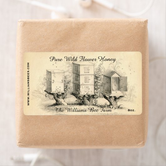 Vintage Bienenstiefe Honey Jar Label (Insitu)