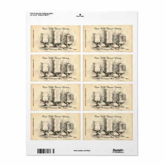 Vintage Bienenstiefe Honey Jar Label (Vorne)