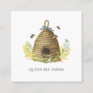 Vintage Bienenstock Imkerei Imker Quadratische Visitenkarte