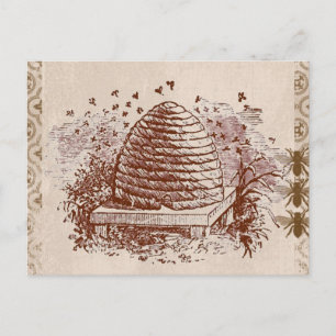 Vintage-Bienenstock-Imkerei Postkarte