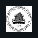 Vintage Bienenstockfamilie Name Rücksendeadresse Gummistempel<br><div class="desc">Vintager Zeichn eines Skep-Bienenstock. Bereit für Sie,  um mit Ihren Details anzupassen.</div>