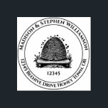 Vintage Bienenstockfamilie Name Rücksendeadresse Gummistempel<br><div class="desc">Vintager Zeichn eines Skep-Bienenstock. Bereit für Sie,  um mit Ihren Details anzupassen.</div>