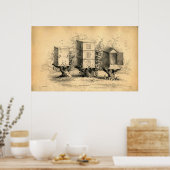 Vintage Bienenzucht Bienenstock Poster (Küche)