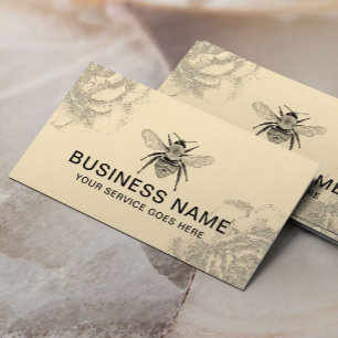 Vintage Bienenzucht und Blume Visitenkarte