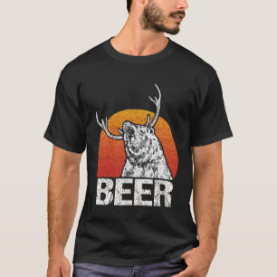Vintage-Bier-Bär-Mischung-Hirsch-Trinken T-Shirt