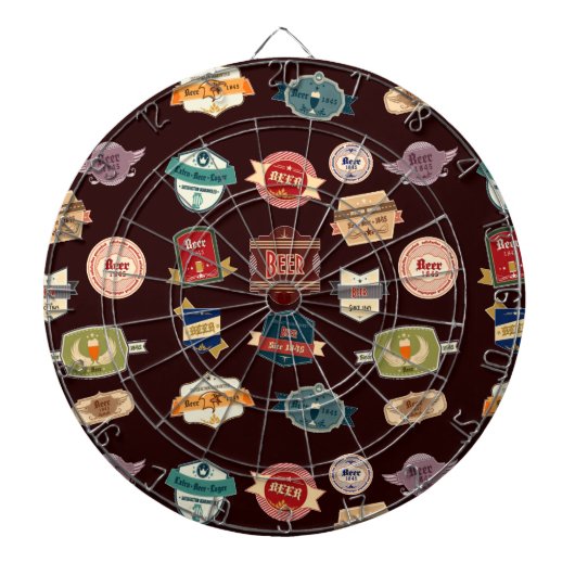 Vintage Bier-Etikettenkollektion Dartscheibe (vorne)