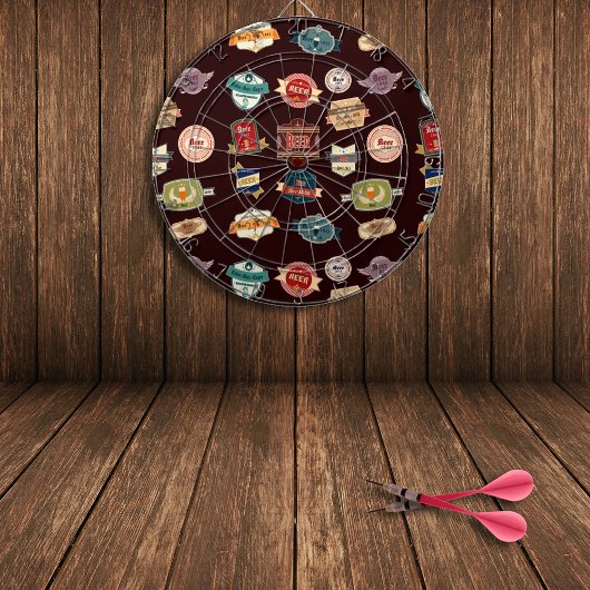 Vintage Bier-Etikettenkollektion Dartscheibe