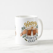 Vintage-Bier Prost zum Geburtstag Kunst Kaffeetasse (VorderseiteRechts)
