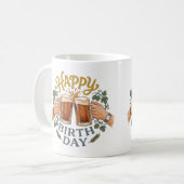 Vintage-Bier Prost zum Geburtstag Kunst Kaffeetasse (Vorderseite Links)
