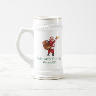 Vintage-Bier trinkender Weihnachtsmann  Bierglas