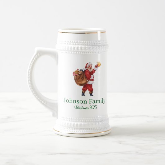Vintage-Bier trinkender Weihnachtsmann Bierglas (Links)
