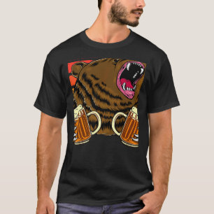 Vintage-Bierbär trinkt Bier Camping T-Shirt