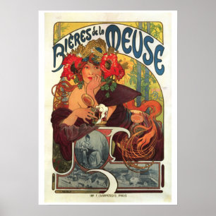 Vintage Bieres de la Meuse von Alphonse Mucha Poster