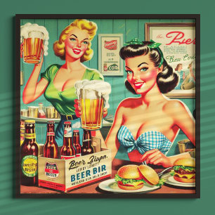 Vintage BierGirls - Illustration Poster