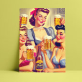 Vintage Biermädchen Postkarte