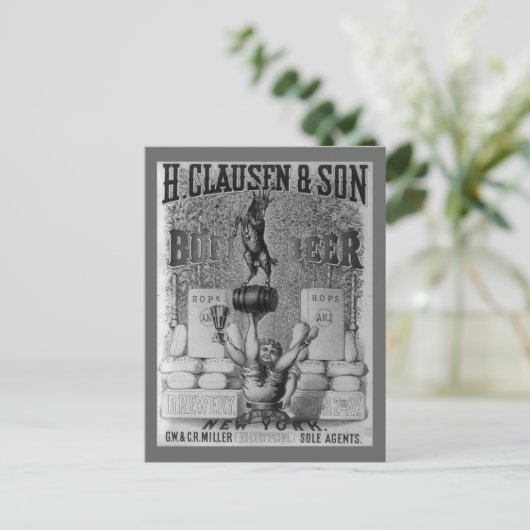 Vintage Bierwerbung Postkarte (Stehend Vorderseite)